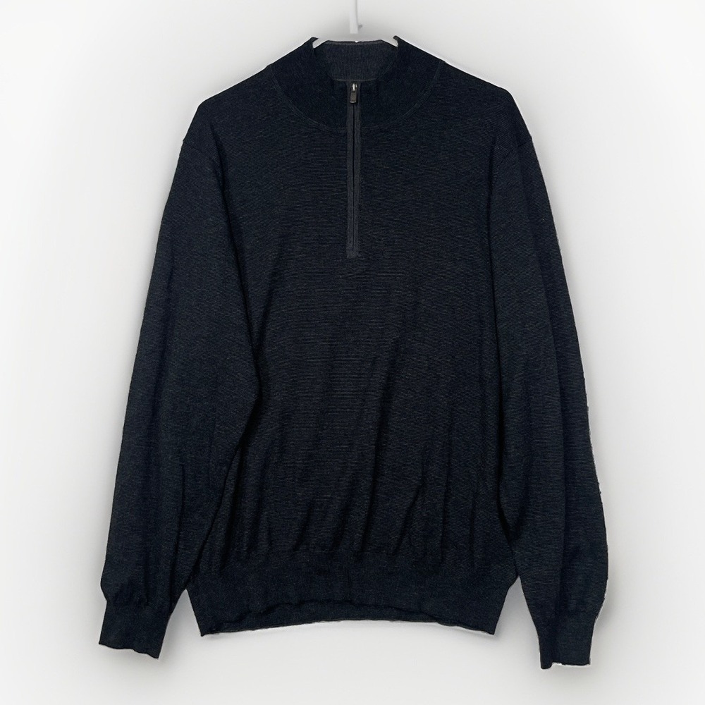 Faherty Reserve Men's XL 1/4 Zip Pullover Knit Sweater Performance Ash Melange
